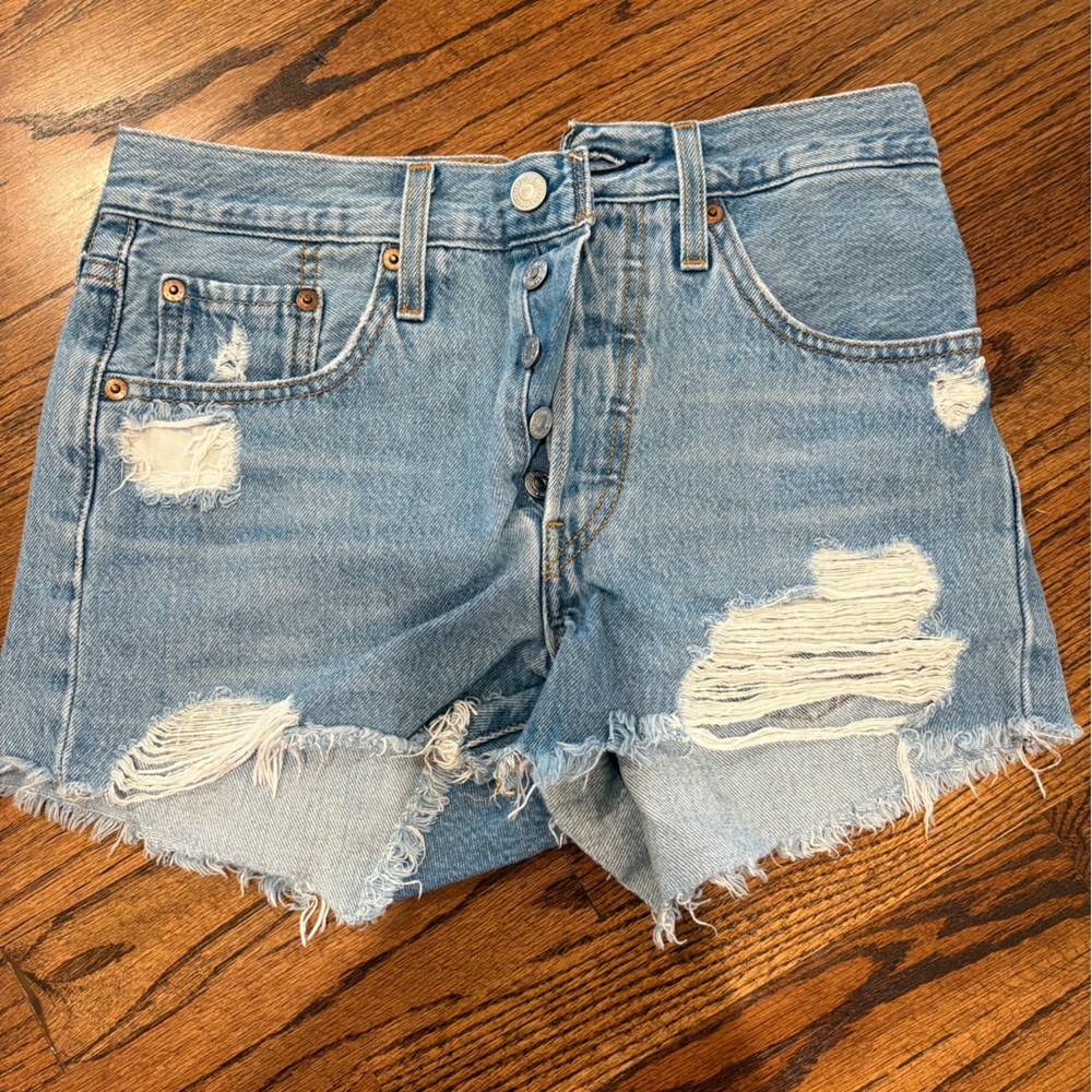 Distressed Denim Shorts